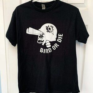 "BIRD OR DIE" Birdwatching T-shirt Unisex - Black - Medium